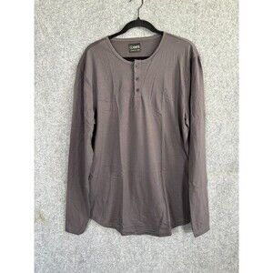 Men's Long Sleeve Henley Shirt - Gray